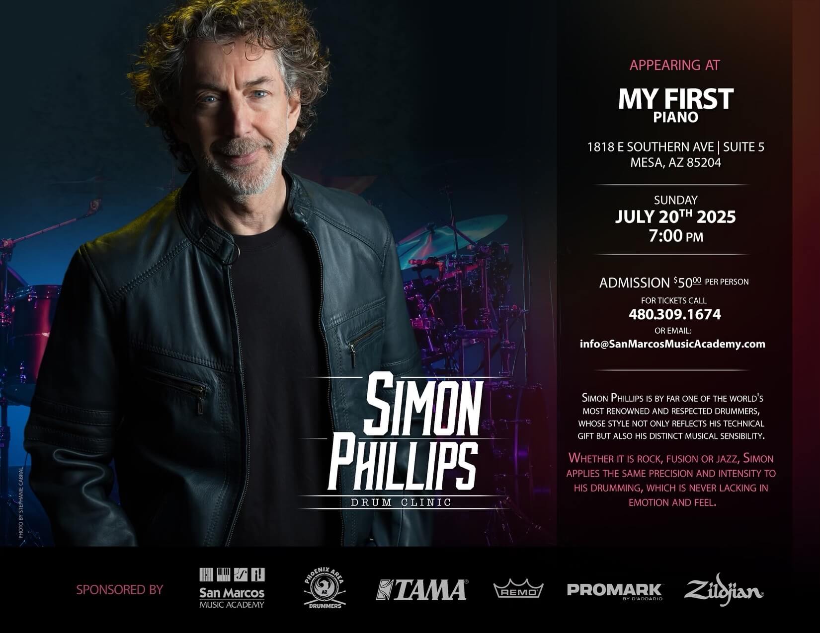 直筆サイン Simon Phillips 2024 SIMON PHILLIPS 